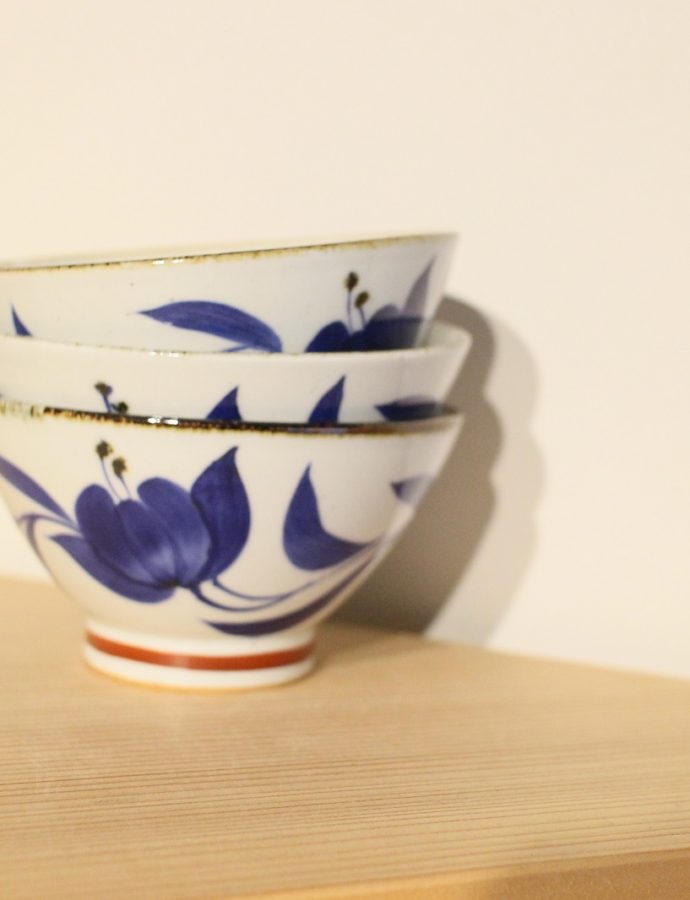 【藍の花】 ご飯茶碗